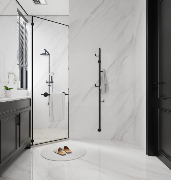 AQM3150MB Полотенцесушитель электрический  c поворотными крючками 178*1661, цвет: черный матовый.