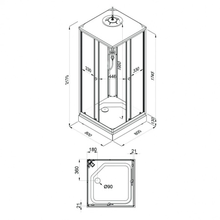 Душевая кабина Тритон Щ0000071050  Вельвет-К 80*80 А