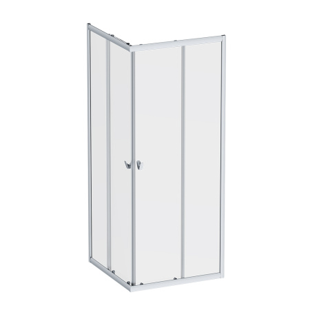 W87G-403-8080-MT Sunny Душевое ограждение AM.PM квадратное, раздвижн двери 80x80 серебро,стекло прозрачное