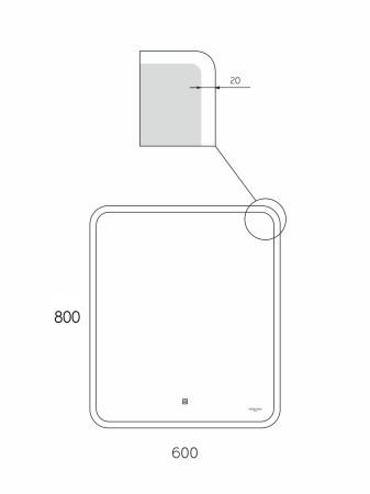 Зеркало для ванной с бесконтактным сенсором, регулируемая подсветка 6000K Reflexion BLINK 600х800