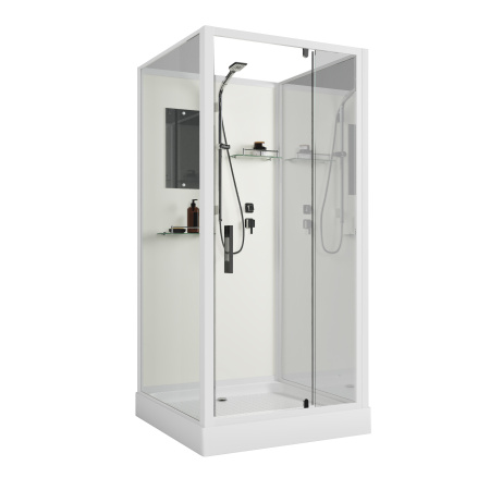 Душевая кабина Niagara Standart ST80/15Q/BK (80х80х200) квадрат,поддон 15см,распашная,проф.белый,без крыши