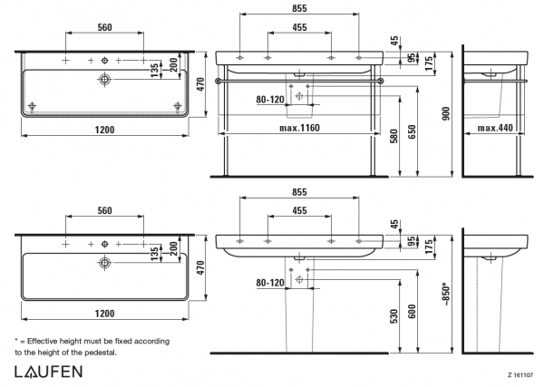 Умывальник Laufen Pro S 8149650001071 120x46x9