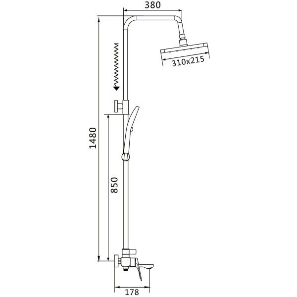 Душевая стойка со смесителем Shevanik S9136H