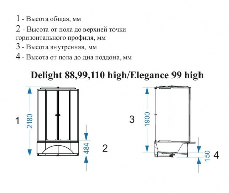 Душевая кабина Domani-Spa Delight 99 high DS01D99HPcCl10 90x90, с электрикой