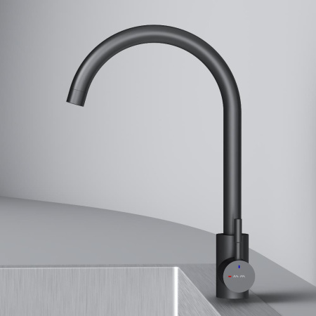 F85B07122 X-Joy S, Смеситель для кухни AM.PM с С-изливом, черный