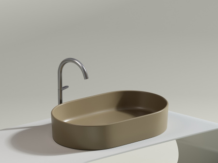 Умывальник чаша накладная овальная Ceramicanova Element 608*385*122мм, Капучино матовый, CN6048MC