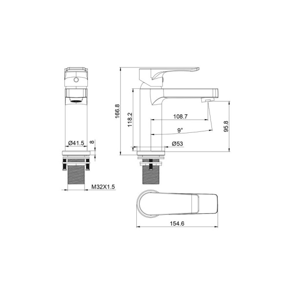 Смеситель для раковины WONZON & WOGHAND, Темный графит (WW-A40222-BGG)