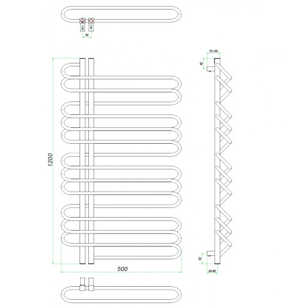 Полотенцесушитель ГРОТА STELLE 50/120 L