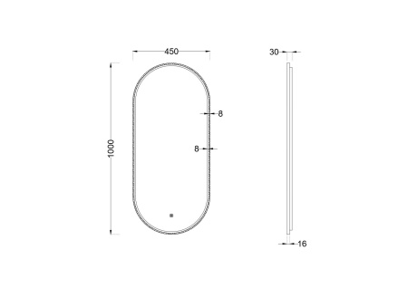 Зеркало с подсветкой Roxen Grown 510200-100B 450*1000