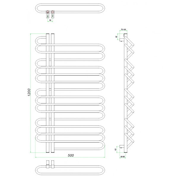 Полотенцесушитель ГРОТА STELLE 50/120 L
