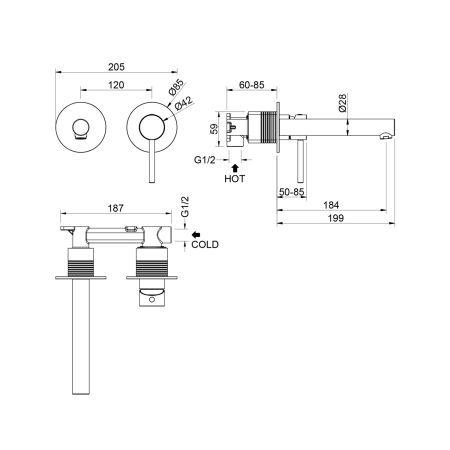 Встраиваемый смеситель для раковины с термостатом TIMO Saona 2391/17SM, матовое золото
