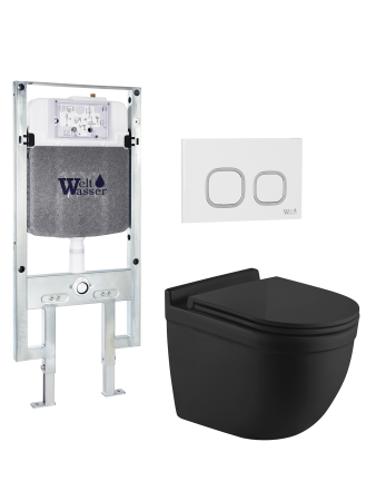 Комплект инсталляции с унитазом Weltwasser AMBERG 497 ST + HEIMBACH 043 MT-BL + AMBERG RD-WT