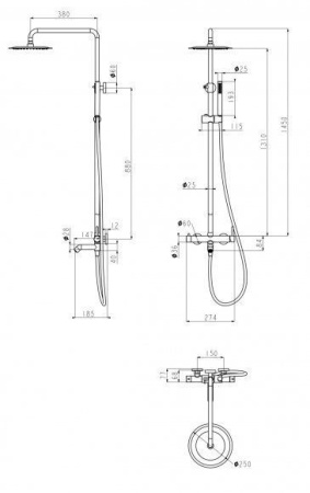 Душевая система Grocenberg GB7099 Графит