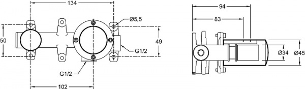 Скрытая часть для смесителя Jacob Delafon Grands Boulevards E28138-CP G 1/2