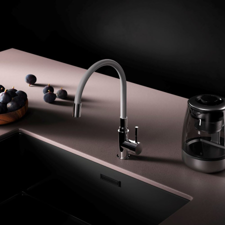 F85B07605 X-Joy S, Смеситель для кухни AM.PM с гибким изливом, серый/хром