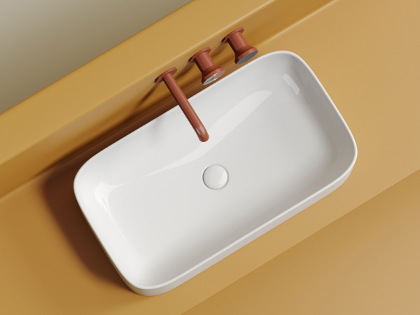 Умывальник чаша накладная прямоугольная Ceramicanova Element 705*380*150мм, белый, CN6054