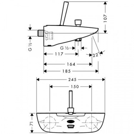 Смеситель для ванны с душем Hansgrohe PuraVida 15472000