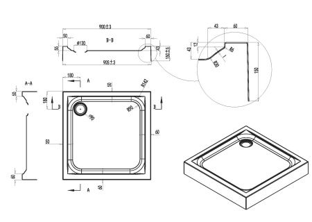 Поддон душевой AM.PM Gem W90T-403-090W 90х90