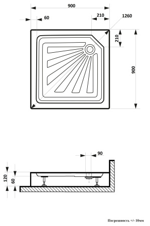 Поддон Q91 Ceruttispa квадратный (90х90х15)