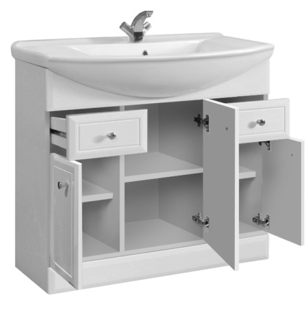 Тумба под умывальник Belux напольная Стиль 105-02, Белый глянцевый