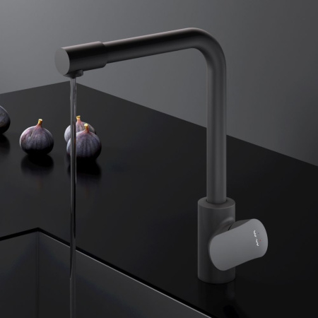 F8005722 Like, Смеситель для кухни AM.PM с каналом для питьевой воды, L-излив, черный матовый