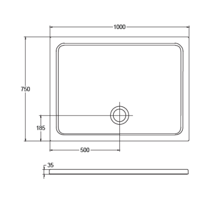 Душевой поддон 1000х750 ISVEA прямоугольный цвет черный матовый 10DT97575-42N
