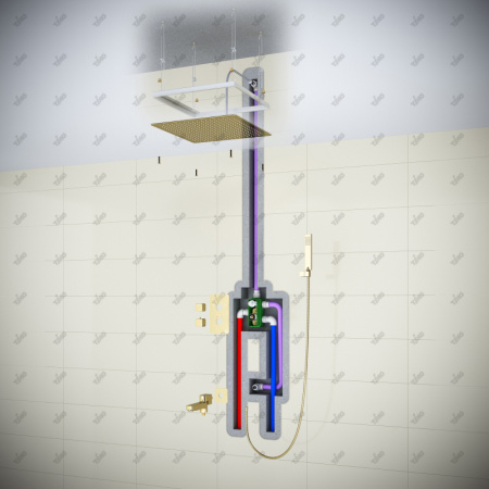 Душевая система встроенная с термостатом Timo Petruma SX-5019/17SM золото матовое