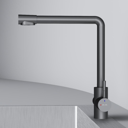 F85B05722 X-Joy S, Смеситель для кухни AM.PM с L-изливом с каналом для питьевой воды, черный