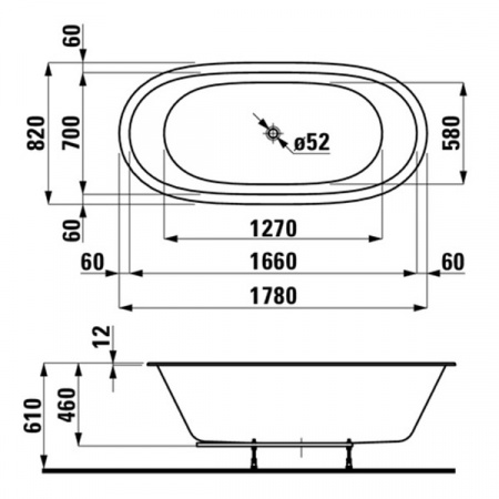 Ванна из литьевого мрамора Laufen Alessi One 178х82 2459710006251