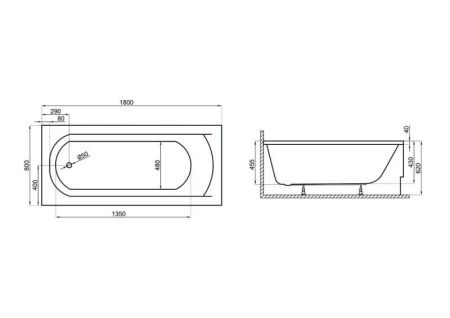 Ванна акриловая Polimat CLASSIC 180x80 с ножками