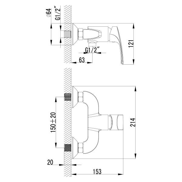 Смеситель Lemark Plus Shape LM1703C для душа