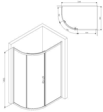 Душевое ограждение AM.PM Like W83G-302U120CT 120x80 см, без поддона