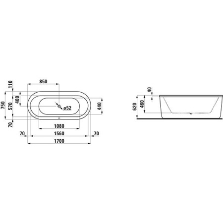 Акриловая ванна Laufen Solutions 170x75 2225120000001