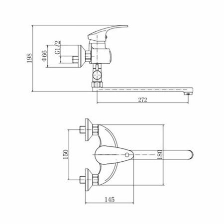 Смеситель для ванны FASHUN A2121, хром