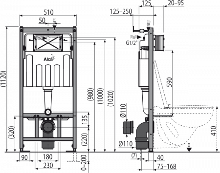 Унитаз Ideal Standard Connect + инсталляция AlcaPlast AM101/1120 (кнопка на выбор)