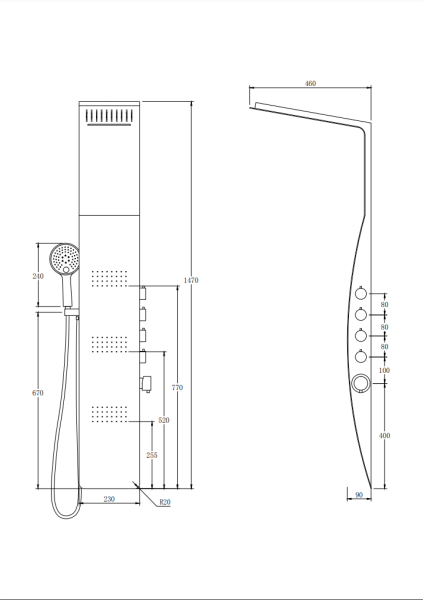 Душевая панель Taliente TA-G-A04Wcr прямоугольная настенная