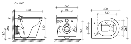Сет 4 в 1: Инсталляция с кнопкой+унитаз+шумоизоляция Ceramicanova, CN6000_1001W_1000