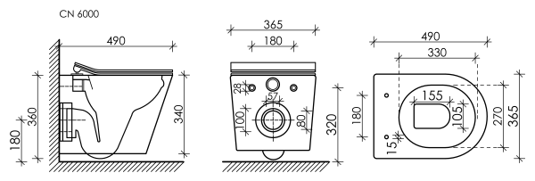 Сет 4 в 1: Инсталляция с кнопкой+унитаз+шумоизоляция Ceramicanova, CN6000_1002W_1000