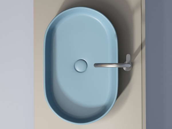 Умывальник чаша накладная овальная Ceramicanova Element 608*385*122мм, Голубой матовый, CN6048ML