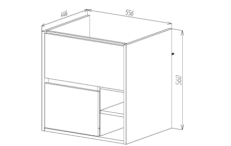 Тумба VIANT "Люксембург" Элина 60 2 ящика подвесная черный 446х556х560 (VLUX60ELCH-T2YP)