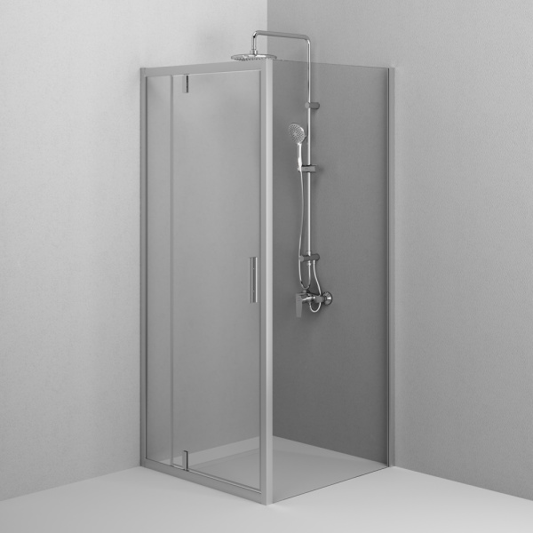 W90G-404-9090-MT Gem Душевое ограждение AM.PM квадрат, распашн дверь 90x90, мат хром, стекло прозрачное