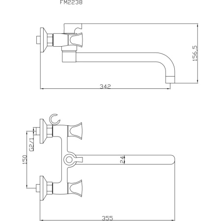 Смеситель для ванны Fmark FM2238, хром