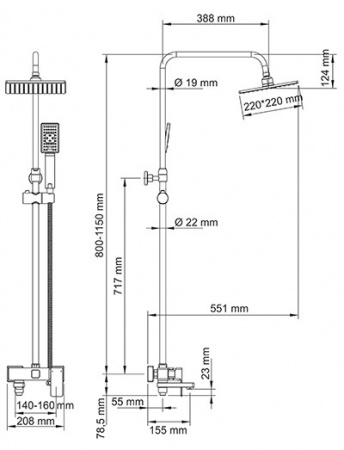 Душевая стойка Wasserkraft A17701