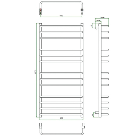 Полотенцесушитель ГРОТА ECOFORTE 63/120(-)