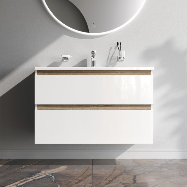 M85AFHX1002WG X-Joy База под раковину AM.PM, подвесная, 100 см, 2 ящика, белый глянец