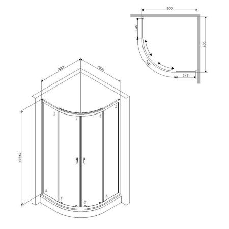 Душевое ограждение AM.PM X-Joy W88G-205-090MT 90x90, без  поддона