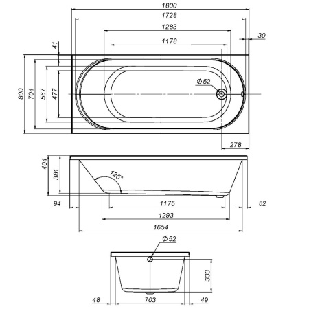 W94A-180-080W-A X-Joy Ванна акриловая AM.PM 180х80
