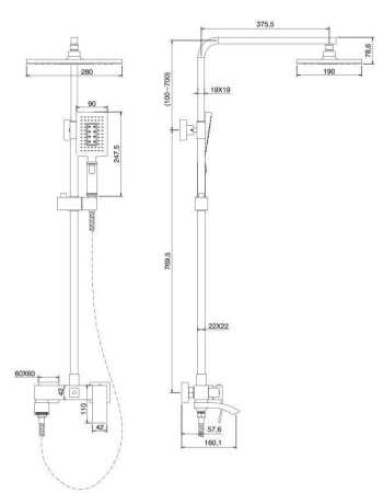 Душевая система Vivi Felice 1060 Cromo