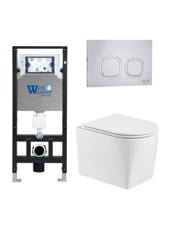 Унитаз с инсталляцией WeltWasser AMBERG 506 + NESENBACH 004 GL-WT + AMBERG RD-MT CR