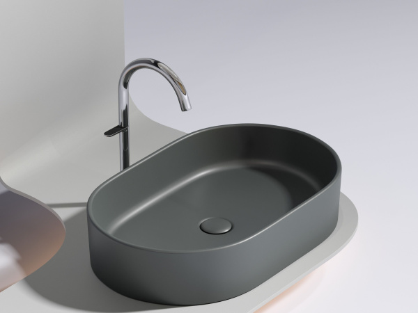 Умывальник чаша накладная овальная Ceramicanova Element 608*385*122мм, Темный антрацит матовый, CN6048MDH